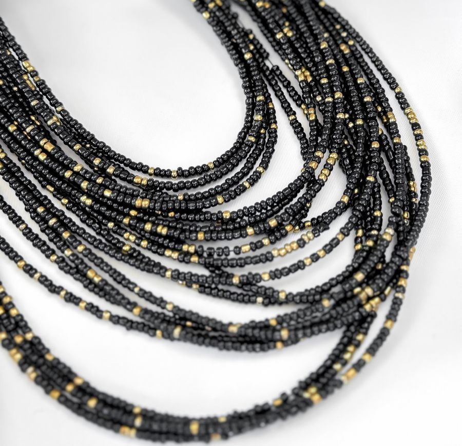 Намисто багатошарове з намистин Чорне BK346-Black BK346-Black фото