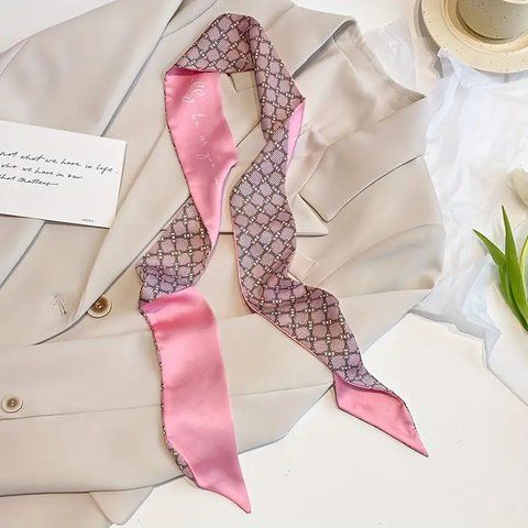 Хустка-стрічка Твіллі для волосся на шию на сумку Pink Podarkus Аксесуари BK351-2 BK351-2 фото
