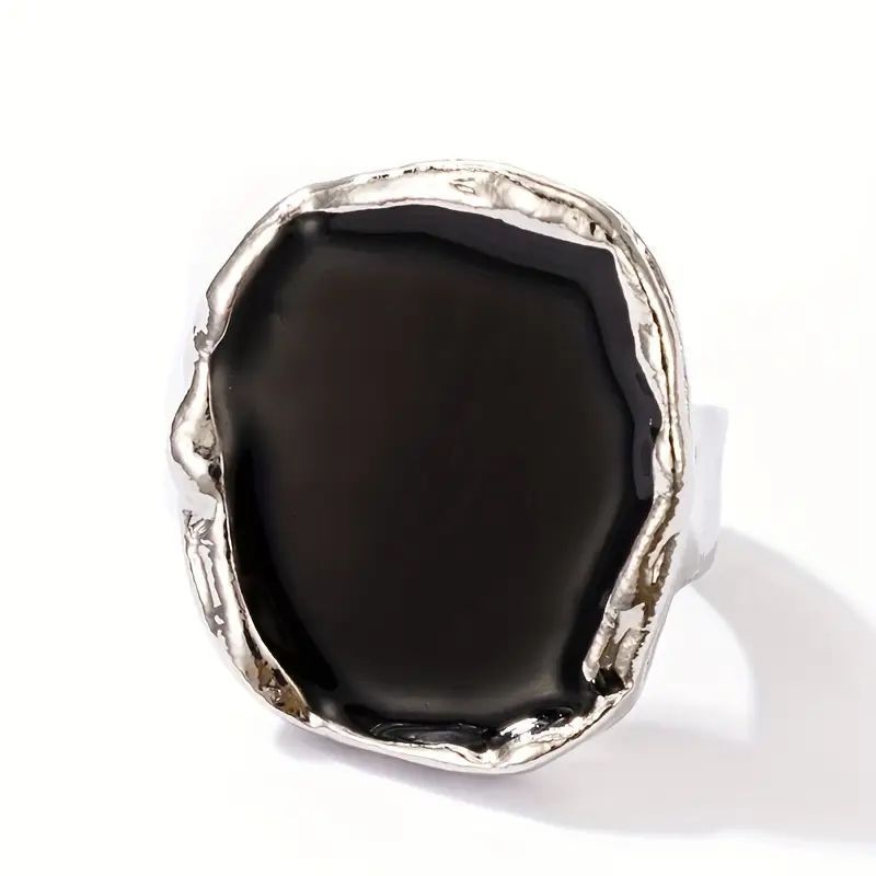 Каблучка неправильної геометрії з чорною емаллю Срібляста Podarkus BK697-S BK697-S фото