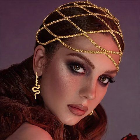 Прикраса на голову Сітка зі стразами золотиста Podarkus BK1023-G BK1023-G фото