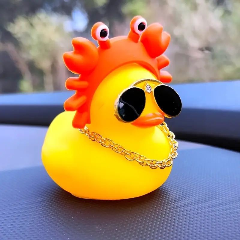 Гумова рожева качечка у шапці Краб Crazy Duck на торпеду Podarkus AD014-6 AD014-6 фото