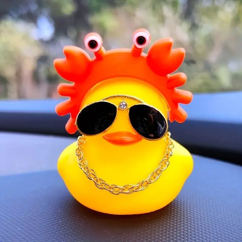 Гумова рожева качечка у шапці Краб Crazy Duck на торпеду Podarkus AD014-6 AD014-6 фото