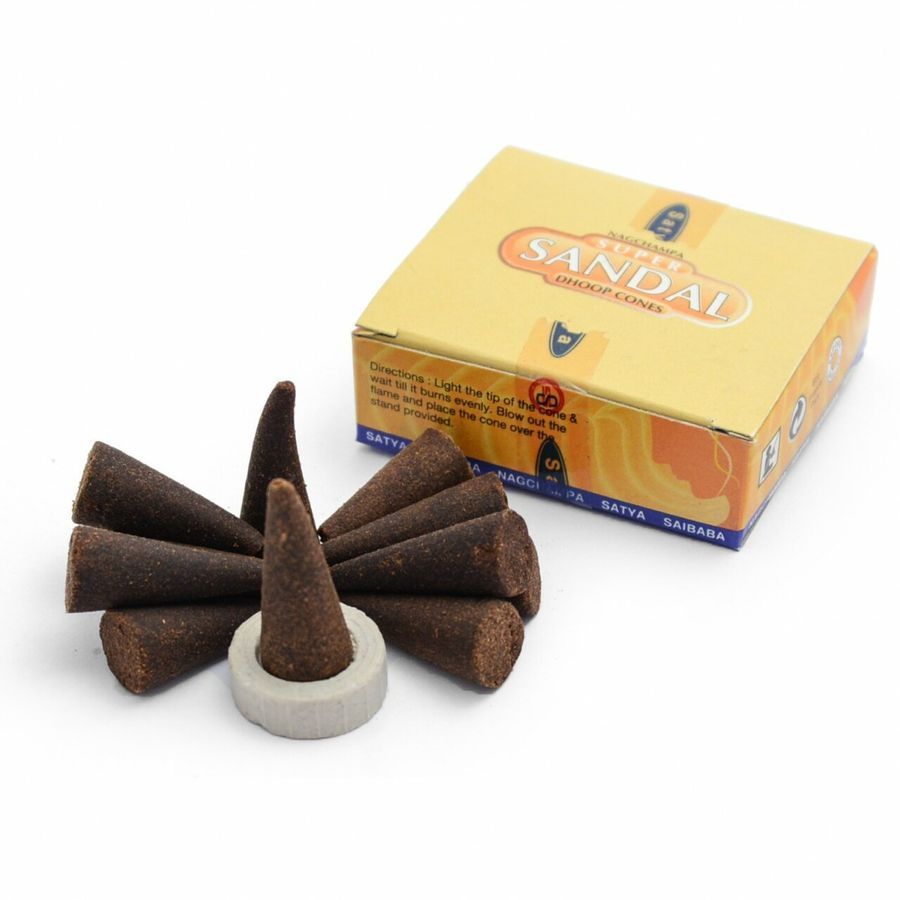 Супер Сандал Super Sandal dhoop масала конусы 90 гр 6 по 15 гр (60 шт) Satya безосновное благовоние 33792 33792 фото