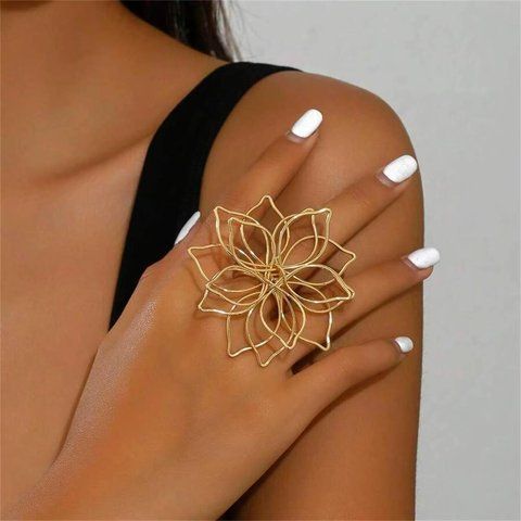 Каблучка велика Мінімалістична квітка Золотисте на Хелловін Halloween BK730-G-Hel BK730-G-Hel фото