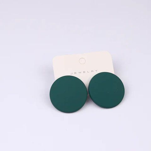 Cережки кольорові Круглі в стилі 60-х років Смарагдові BK263-E BK263-E фото