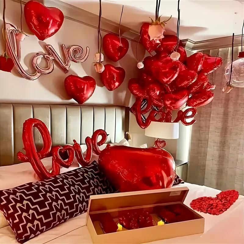Повітряні кулі Серця LOVE з пелюстками для святкового декору DK045 DK045 фото