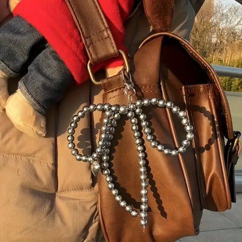 Брелок-підвіска для ключів сумки рюкзака Перлинний бантик графіт РК0084-B РК0084-B фото