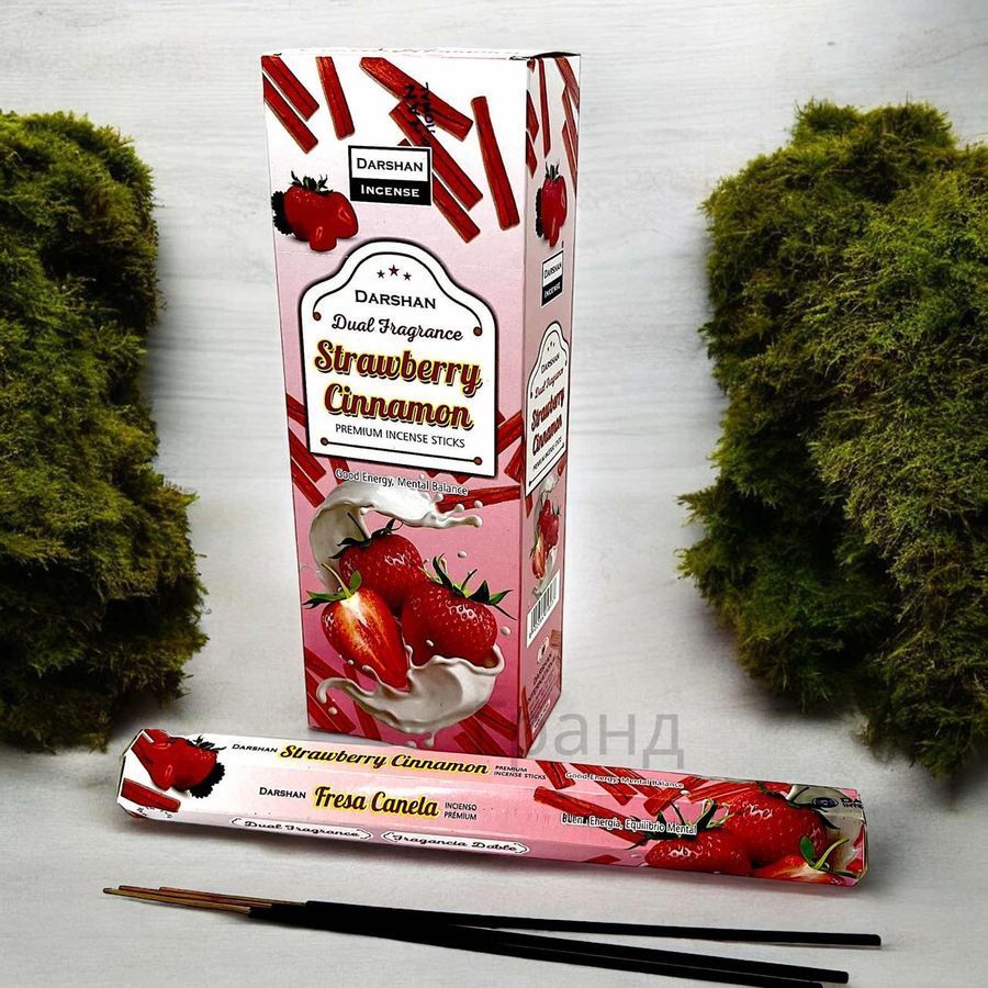Набор благовоний Strawberry Cinnamon Клубника и Корица Darshan 6 шестигранников Аромапалочки 35930K 35930K фото