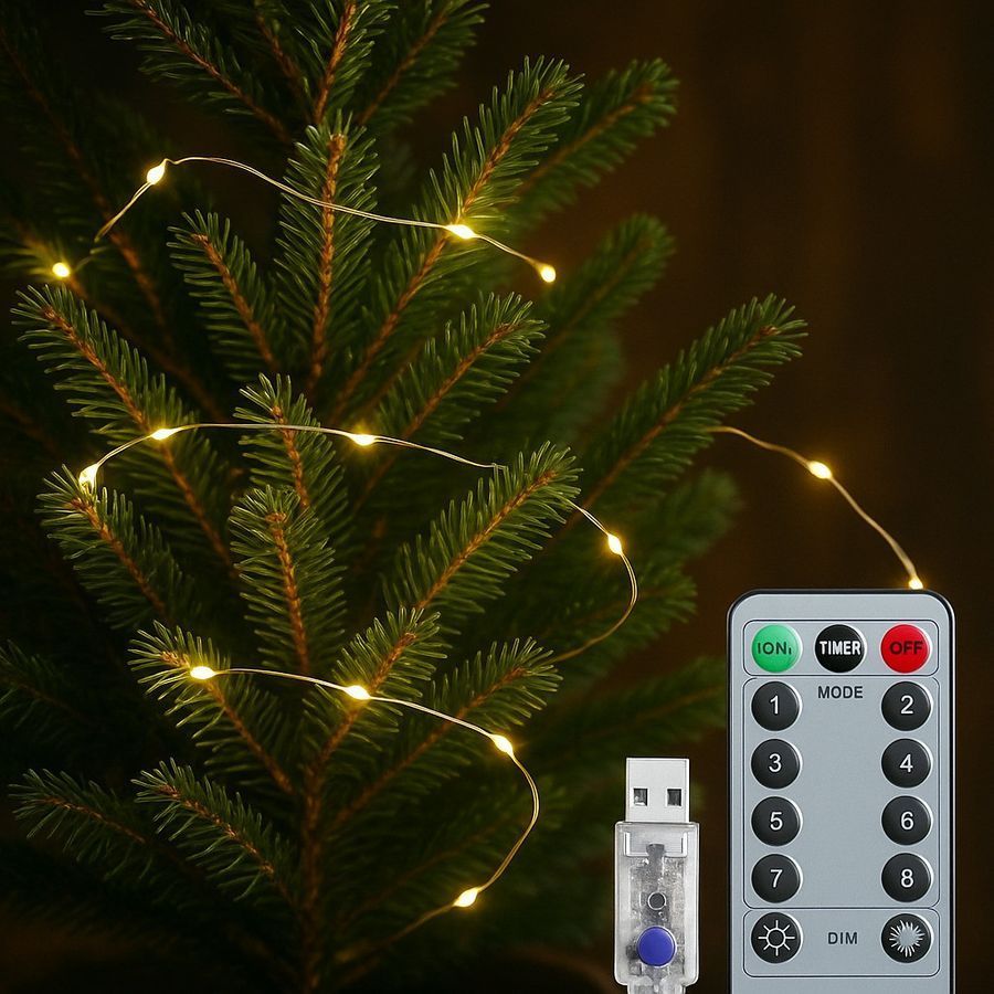 Гирлянда Роса 30 м 300 Led 8 режимов от USB Теплый белый G169-30-USB G169-30-USB фото