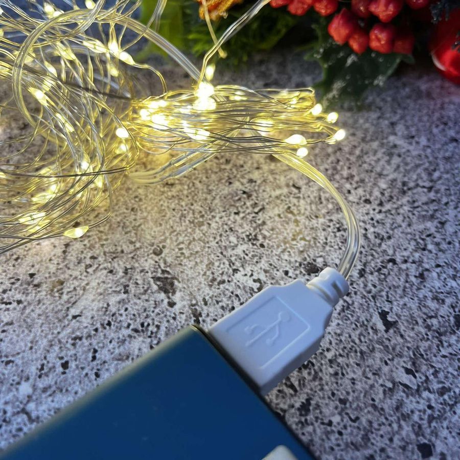 Гірлянда Роса нитка 50 Led 5 м золотий на USB G164-5 G164-5 фото