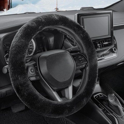 Оплітка на кермо М'яка плюшева універсальна Чорна PK0120-BL PK0120-BL фото