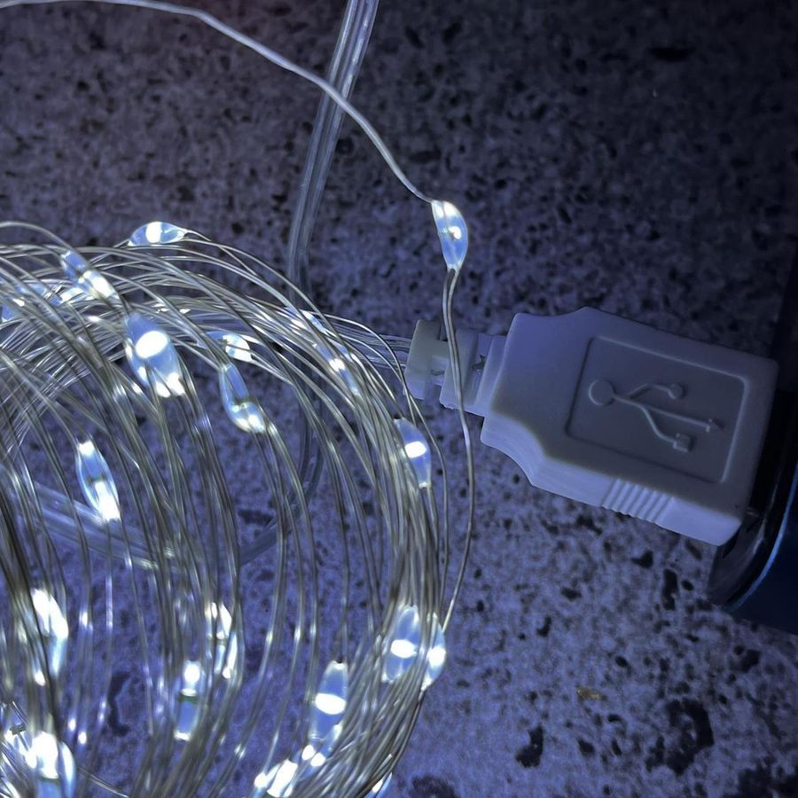 Гірлянда Роса нитка 100 Led 10 м холодний білий на USB G165 G165 фото