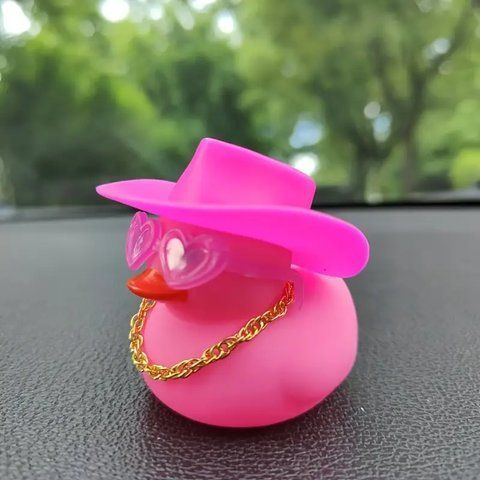 Гумова рожева качечка в капелюсі в окулярах Crazy Duck на торпеду Podarkus AD014-5 AD014-5 фото