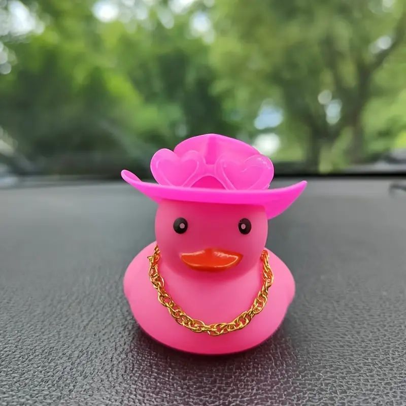 Гумова рожева качечка в капелюсі в окулярах Crazy Duck на торпеду Podarkus AD014-5 AD014-5 фото