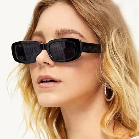 Сонцезахисні окуляри slim прямокутні чорні з темними лінзами BK1142 BK1142 фото